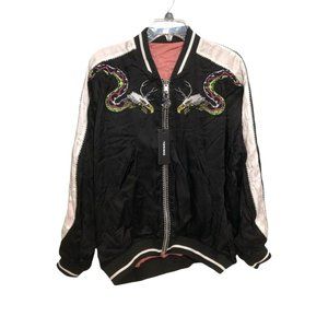 Diesel Reversible Windbreaker Jacket Black Eagle Snake Pink White